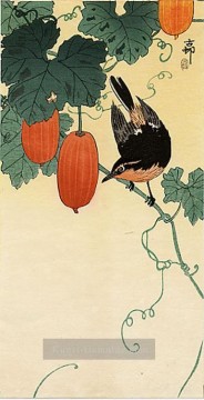  son - Ein Fliegenfänger auf Gurkenbusche Ohara Koson Japanisch